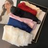 Lace Trimmed Lace Splicing Scarf Thin Beach Shawl Wraps Elegant Chiffon Scarf