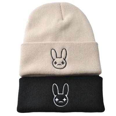 Nouveau chapeau tricoté de vente chaude Singer Bad Bunny pull brodé Bad Bunny automne/hiver chapeau froid en laine chaude pour hommes et femmes