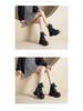 Women's Genuine Leather British-Style Ankle Boots - Versatile Autumn/Winter Fashion with Thick Sole and Inner Height Adjustment
