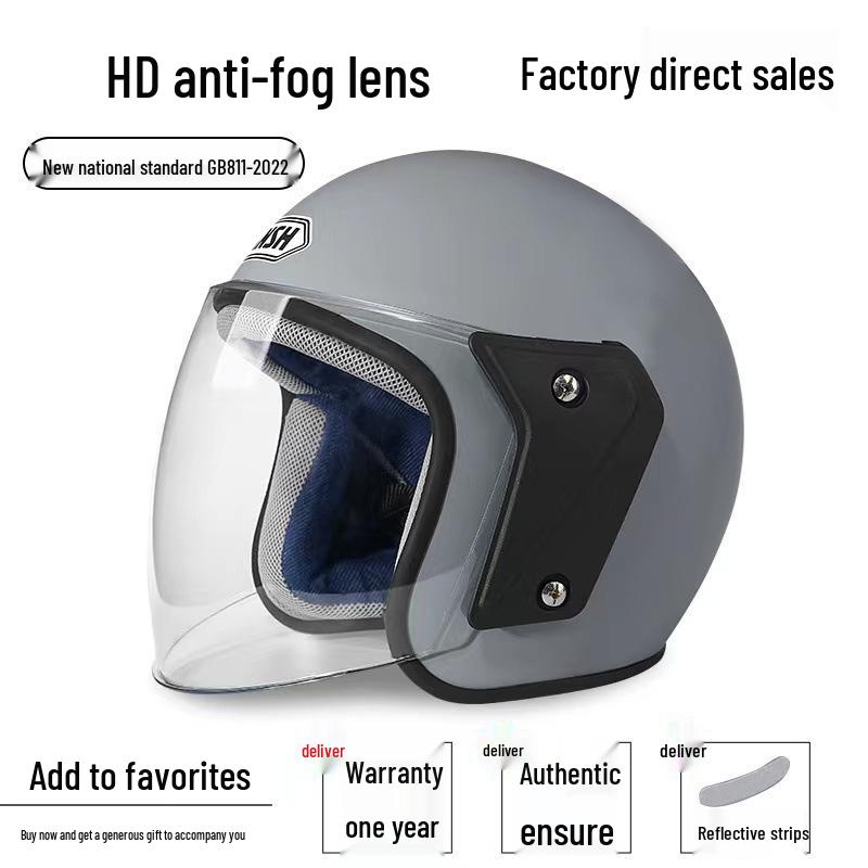 Certified Unisex Electric Motorcycle Half Helmet - All-Season Safety and Warmth for Electric Bikes