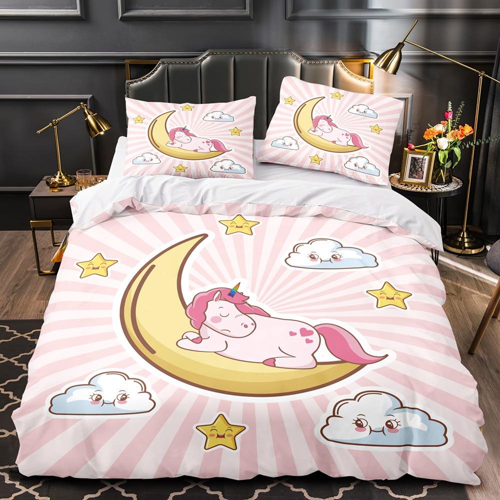 Magical Unicorn Bedding Sets Quilt Bed Cover Comforter Duvet Cover Pillow Case 2-3 Pieces Sets Kids Adult Bedroom Decoration