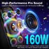 Bluetooth Speaker, 160W Peak Powerful Loud Stereo Sound Deep Bass Wireless Boombox with Subwoofer TWS Pairing Dynamic LED Light
