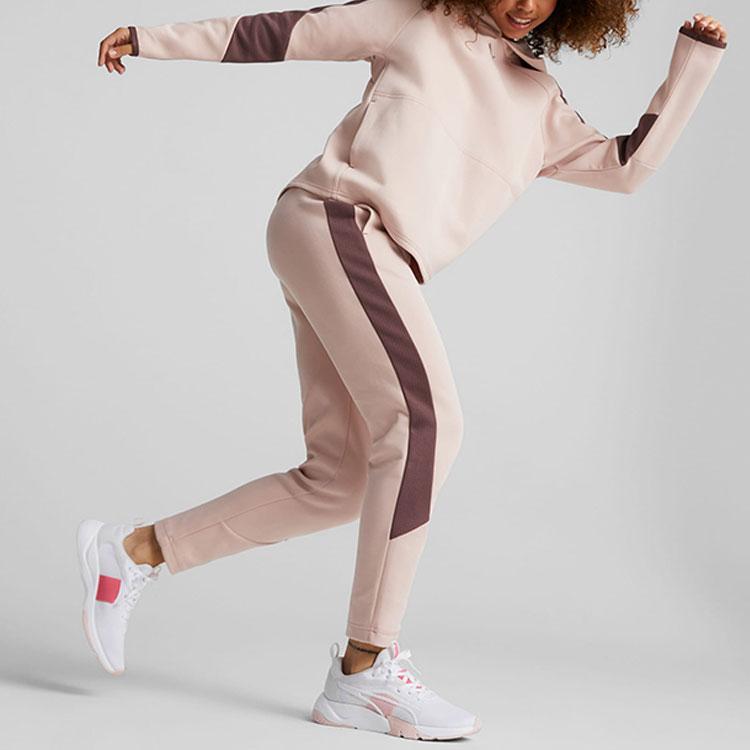 PUMA Color Block Brand Logo Printed Hooded Sweatshirt Women sweatshirt Pink 672294-47