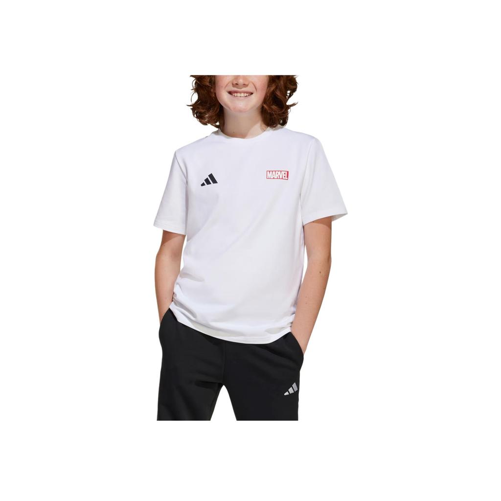 Adidas Marvel T-Shirt Logo Round Neck Pullover Short Sleeve Kids tops White JF3636