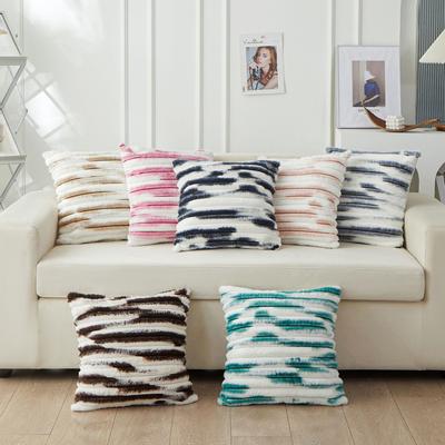 PV Plüsch Nachttischkissen Weiche Tasche Geometrisch Gestreiftes Quadratisches Sofa Rückenkissen
