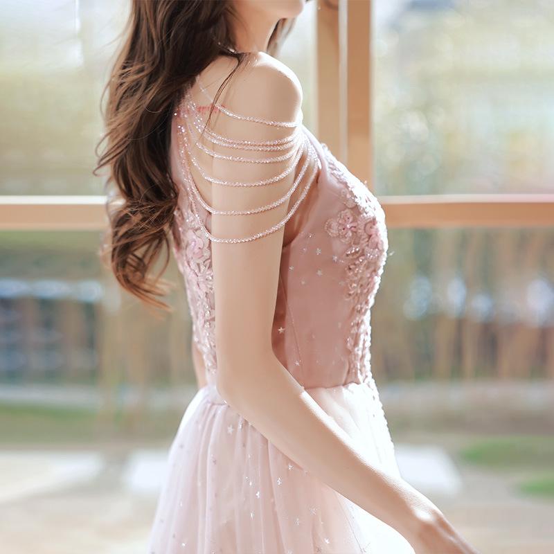 2026 Spring Pink Evening Gown for Women - Socialite, Banquet, Bridesmaid, Engagement, Birthday, Host Dress