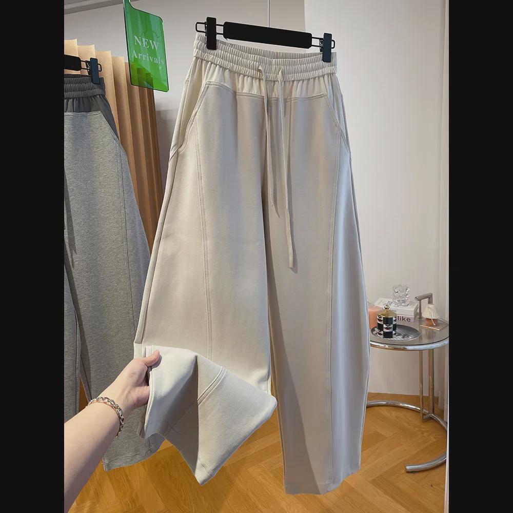 2024 Spring Women's High-Waisted Wide-Leg Color-Contrast Splicing Banana Pants