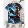 Lightning Tiger and Fierce Wolf 3D Printed Design | New Boys' Fashion Round Neck Short Sleeve Top+Casual Short Sleeve Shorts Set