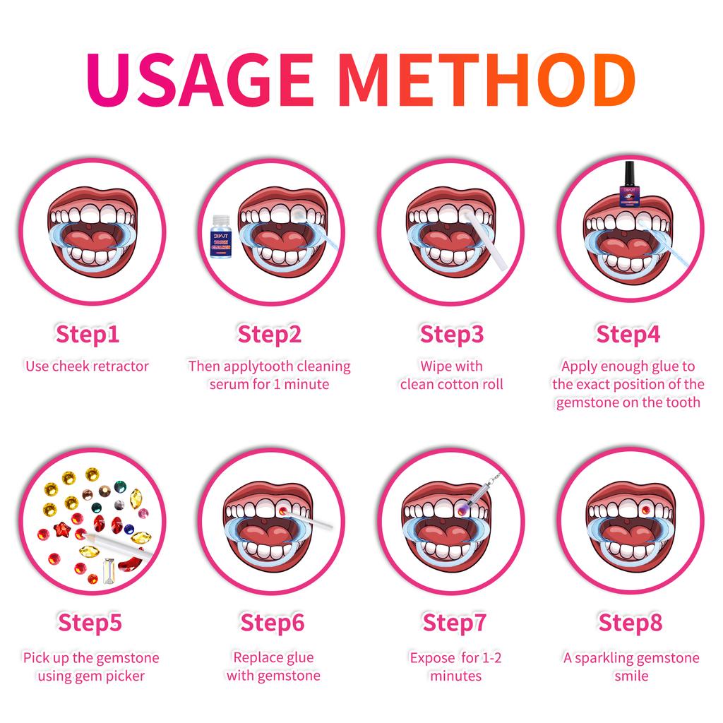 1Set Dental Tooth Gems Ornament Diy Tools Crystal Diamond Denture Acrylic Various Shapes Color Teeth Jewelry