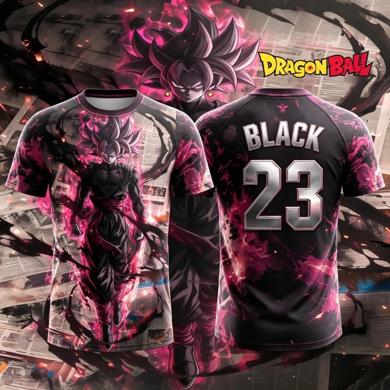 Letní tričko s dresem 2026 Dragon Ball Super Black Goku č. 7, 3D tištěný AI tisk, Exkluzivní dárek pro fanoušky Dragon Ball