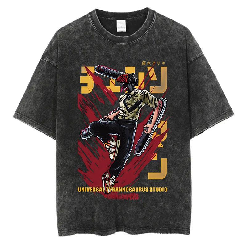 

Anime Chainsaw Man Power Funny Print T Shirt Men Women Y2k T-shirts Washed Cotton Tee Harajuku Unisex Comfortable Tshirt 4XL