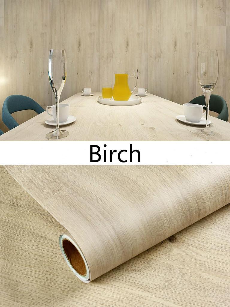 Vinyl Waterproof Wood Grain Wallpapers Self-adhesive Stickers For Kitchen Ambry Furniture Wardrobe Table Wall Papers Home Decor