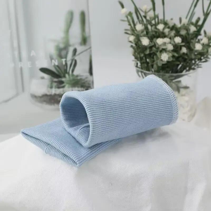 Pure Cotton Knitted Fine Ribbed Sweatshirt Jacket Clothing Accessories Fabric with Cuffs Sleeves Hem and Bottom Edge