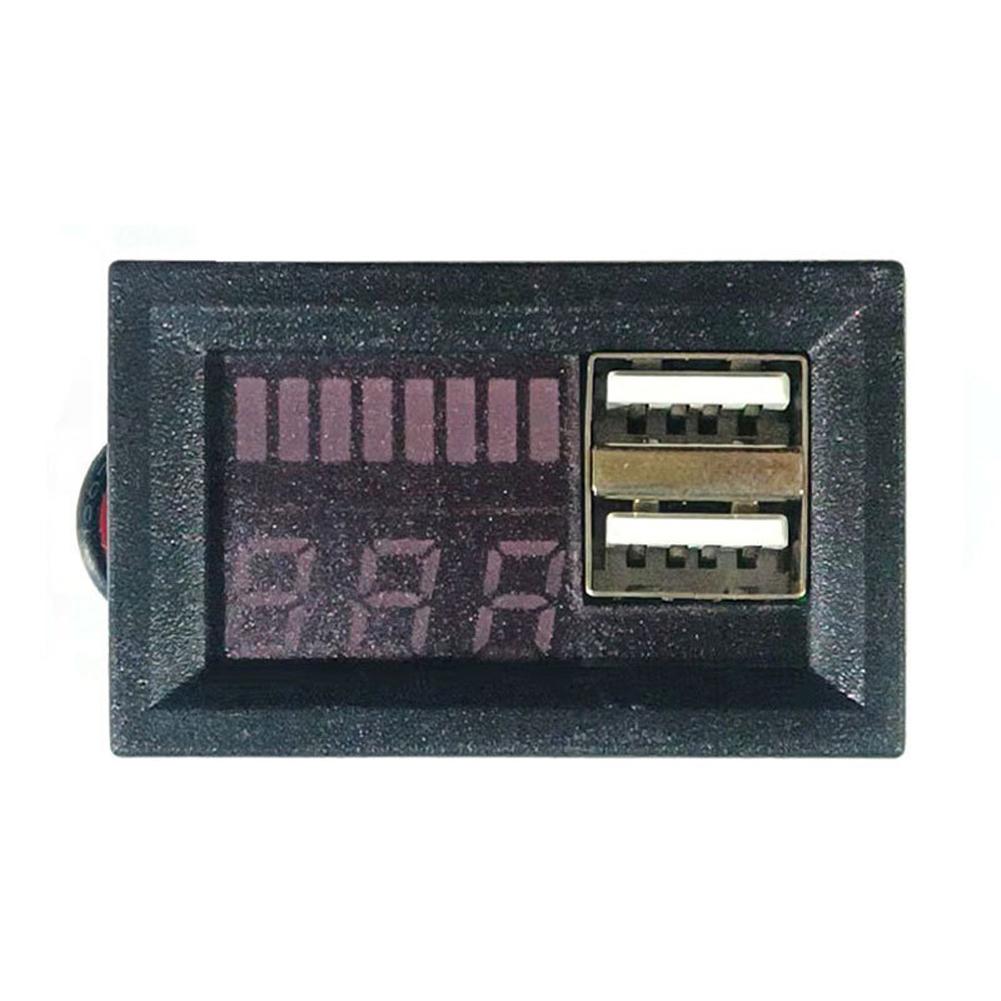 Voltmetru auto 12V, panou de tensiune, ieșire duală USB, 5V 2A, indicator de capacitate a bateriei, tester de putere pentru baterie cu plumb-acid
