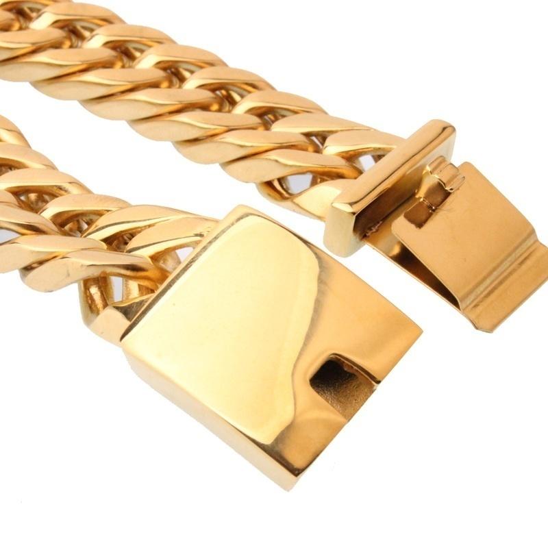 Mens Miami 14k Placcato Oro 18k Fashion Link Gioielli In Acciaio Inox Catena Hip - Foto 6