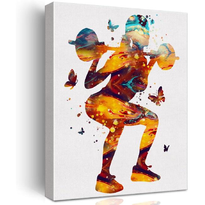 Fitness Girl Wall Art Decor Women Gym Poster Framed Painting Print Weight Lifting Sport Artwork for Home Gym Decor 12 X 15 Inch