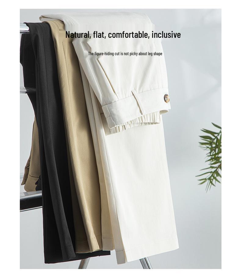 2025 Spring/Summer Women's High Waist Mugwort Tencel Cigarette Pants – Loose, Nine-Point Slit Casual Wear