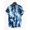 Men's Ink Marble Pattern Short Sleeve Shirt with Water Flow Texture Full Print Collar Button Beach Vacation Shirt