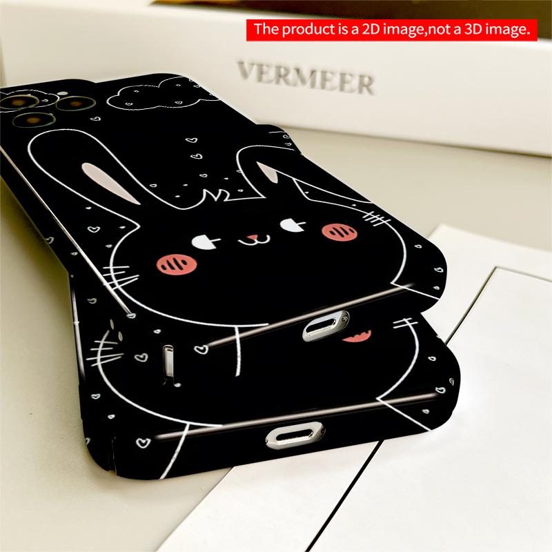 2DFlat Cute Rabbit & Clouds Phone Case All inclusive film hard iPhone case, compatible with iPhone 18 Pro Max 17 16 15 14 13 12 11