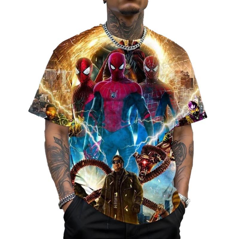 Marvel superhero pattern men's round neck summer Deadpool T-shirt breathable and casual suitable for daily commuting