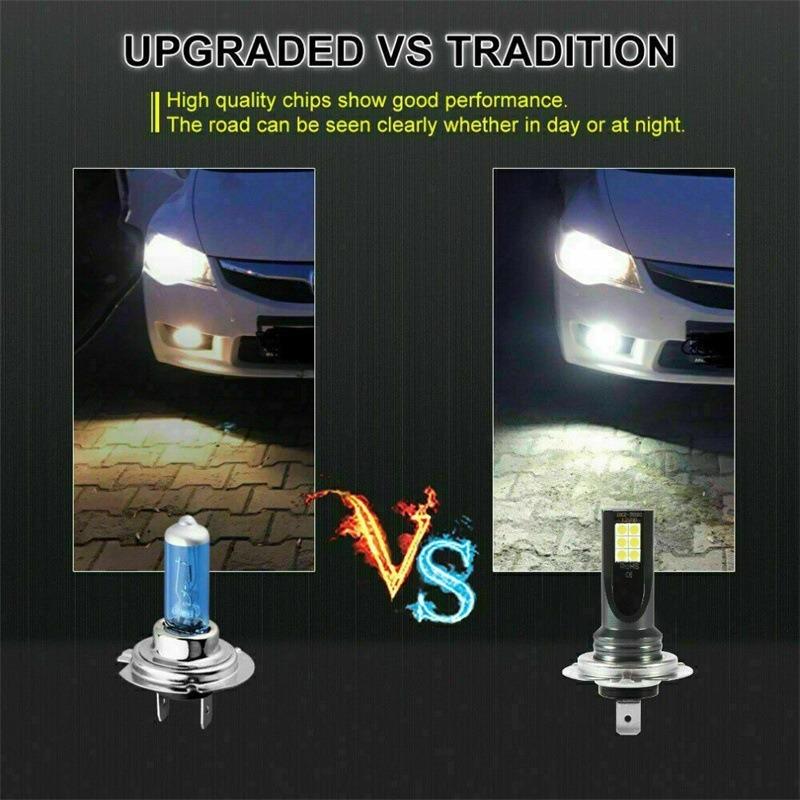 2/4PCs H7 Led Headlight Bulb Kit Car Fog Light Bulbs High Low Beam 12V 80W High Power Car Fog Light 6500K Headlight Bulbs 1100LM