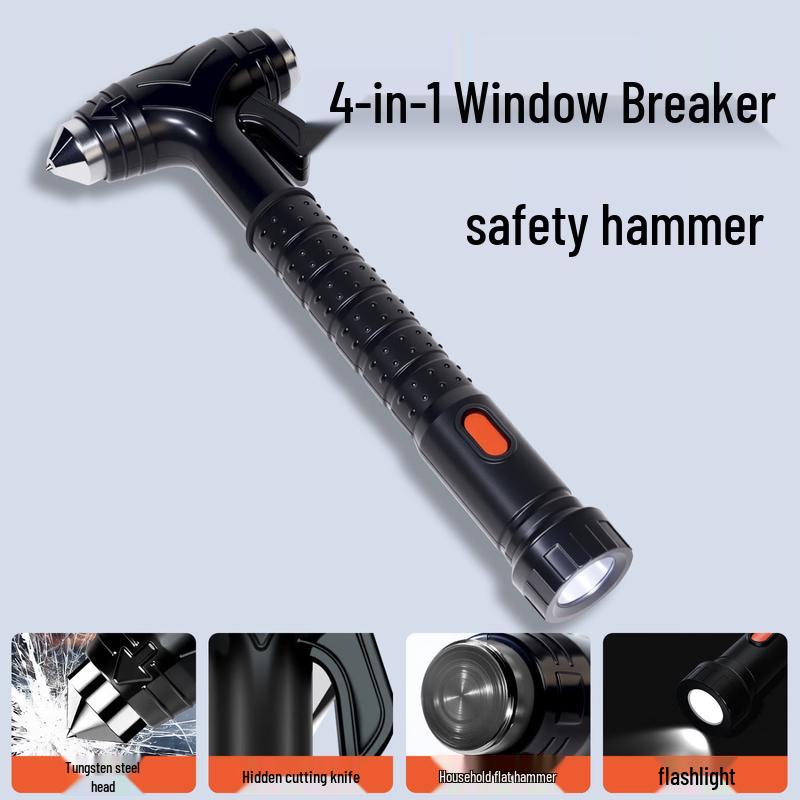 DAXTE 4-in-1 Car Safety Hammer & Window Breaker