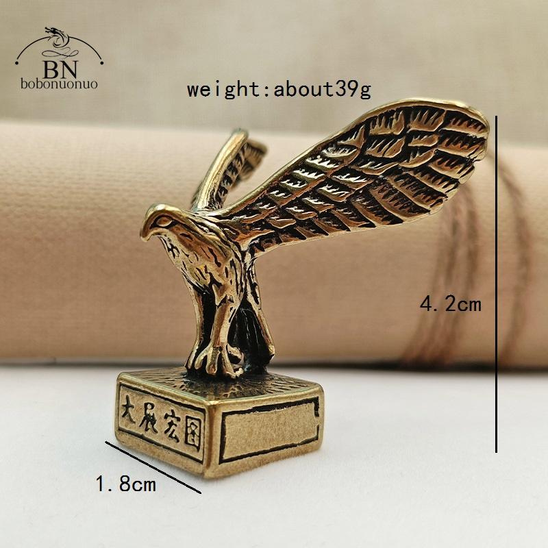 Solid Brass Vintage Lucky Eagle Seal Figurines Miniatures Desk Ornament Home Feng Shui Decoration Crafts Accessories Collections