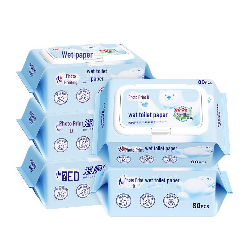 Xinxiangyin milde skyllbare våtservietter - 80 ark, 5 pakker for voksen bruk