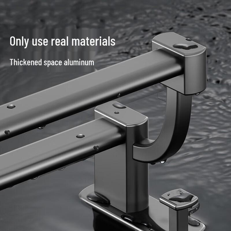 Space Aluminum Punch-Free Bathroom Towel Rack with Shelf