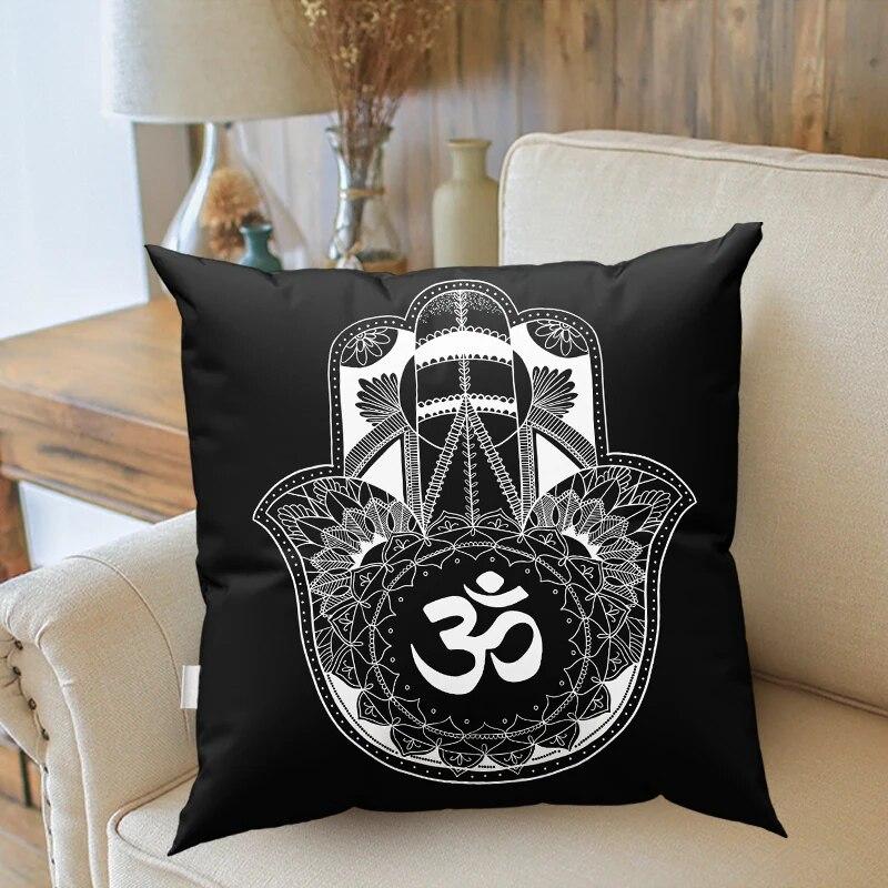 Tarotkarte Sonne Mond Sterne Schwarzweiß Mandala-Druck Kissenbezug Mysterium Wahrsagerei Dekoration Sofa Heimdekor Kissenbezug