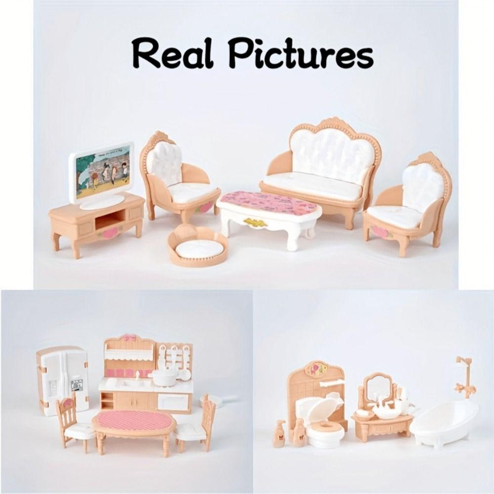 Mini Home Miniature Kitchen Bathroom 1:12 Scale Doll Living Room Dollhouse Furniture Set  Kids Toys