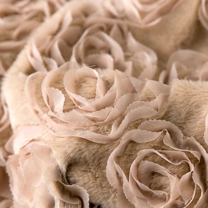 140*50cm Şakayık Tavşan Kadife İşlemeli Peluş Kumaş Kalın Suni Kürk Kumaş Kışlık Mont Kürk Yaka Giysi Fotoğraf Aksesuarları Dekor