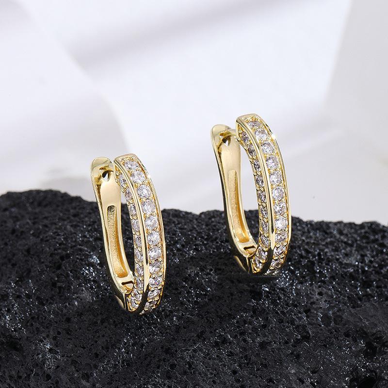 

Серьги с цирконом, плотно установленные с изысканными женскими серьгами с цирконом цвета розового золота, инкрустированными бриллиантами