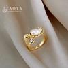 Baroque Imitation Pearl Metal Open Rings Design Sensation for Women Girls Luxury Jewelry Trendy Finger Accessory Vintage Ring