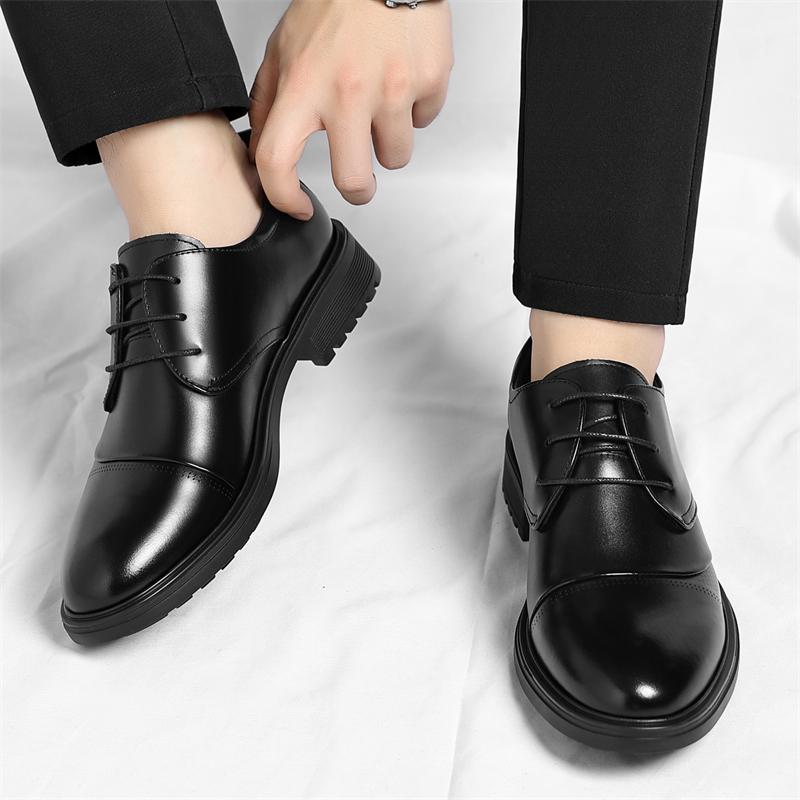 High-Quality Solid-Color Leather Oxford Formal Shoe Business Breathable Office Casual Shoes  Anti-Slip And Durable Walking Shoes