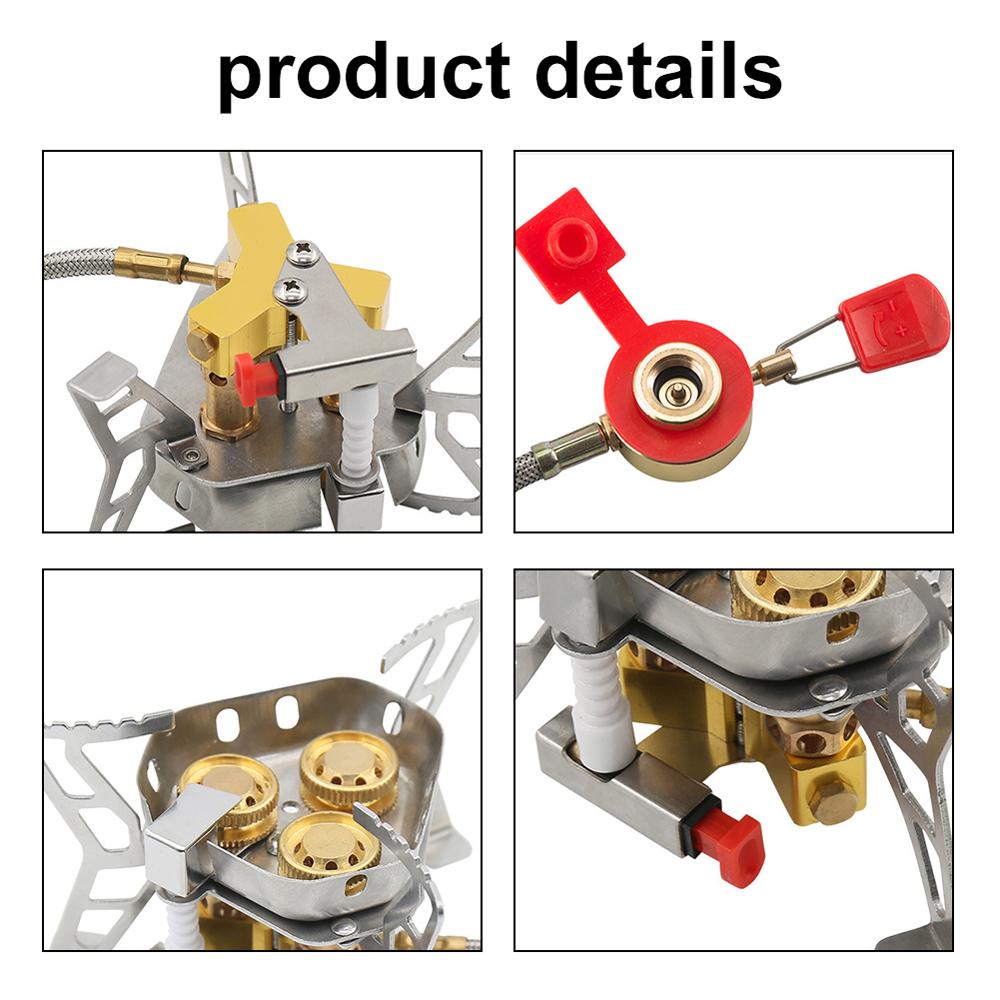 3-Cores Camping Stove 6800W High Power Gases Burner Windproof Backpacking Stove with Adjustable Valve for Outdoor Cooking Camping Picnic Hiking