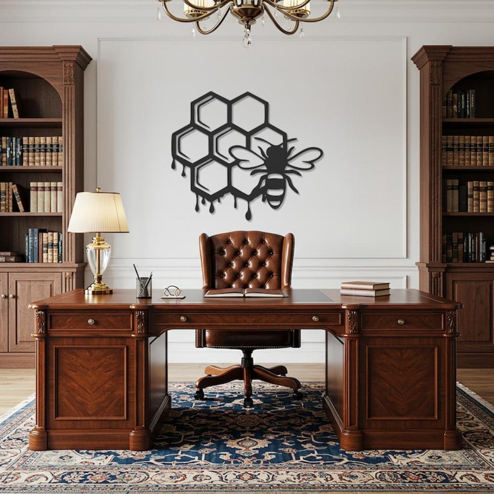 Modern Bee Metal Wall Art for Farmhouse Kitchen