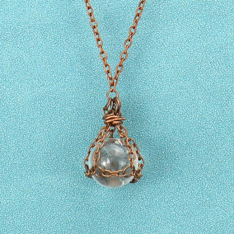 Mesh Pocket Pendant Necklace Colorful Crystal Stone Holder Woven Neckchains