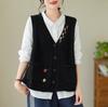 Spring/Summer New Retro Sleeveless Knitted Vest for Women with V-neck Hollow Knitted Cardigan Tank Top