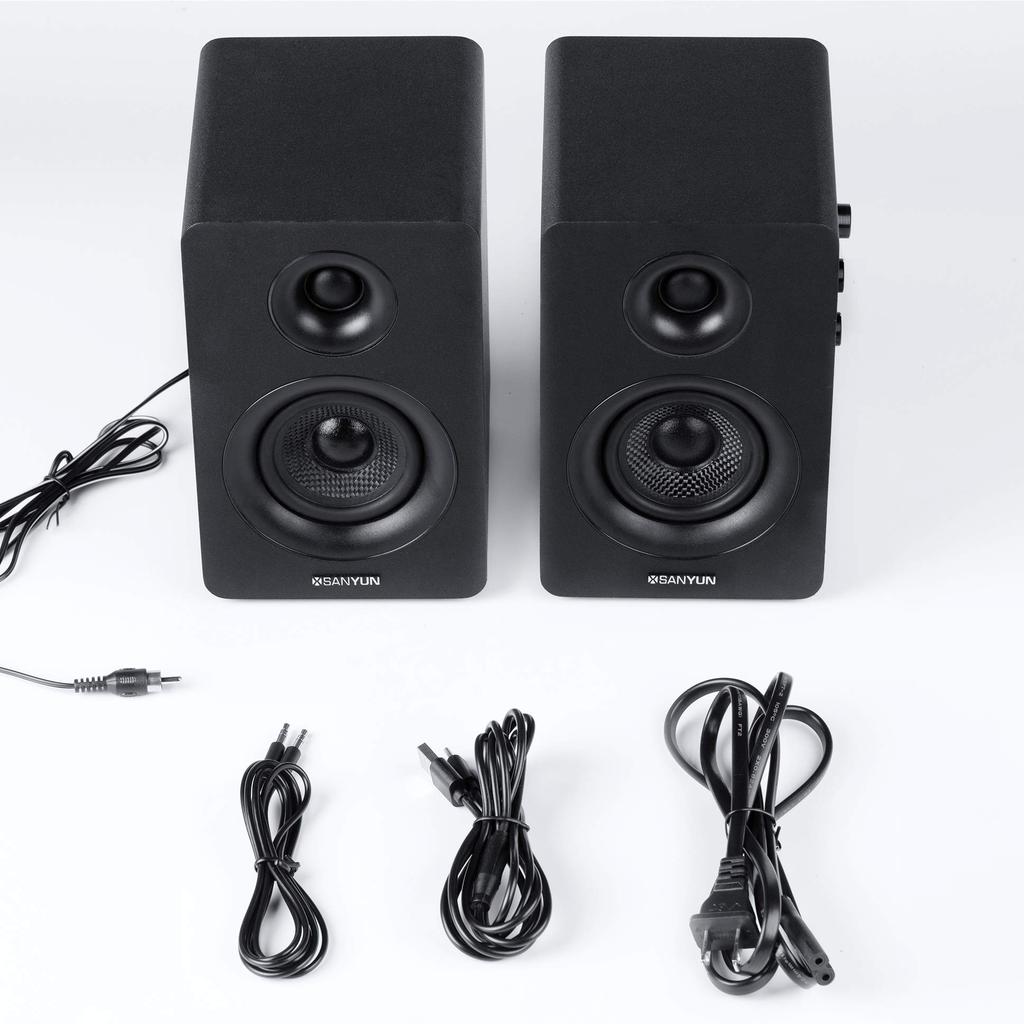 Sanyun SW208 Active Bluetooth Bookshelf Speakers 60W Carbon Fiber Speaker Unit DAC Dynamic 3D Surround Sound Computer PC Monitor Gaming Speakers 3"