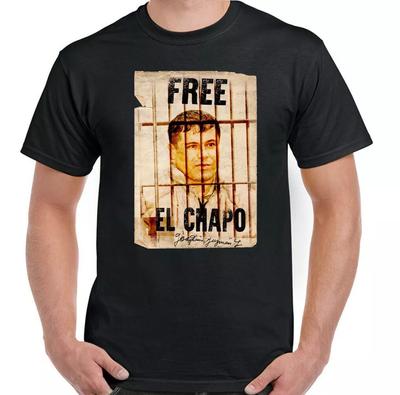 T-Shirt El Chapo Libera Joaquín Guzmán Uomo Divertente Poster Cartello della Droga Cocaina Top