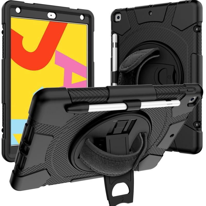 360 Rotation Wristband Stand IPad 10.2 7th 8th 9th Gen Full Body Shockproof Silicone Case