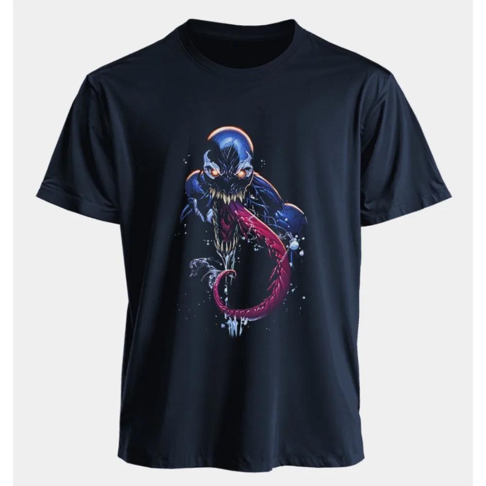 Marvel Mens and Womens Tshirts Venom Summer American Spring and Autumn Casual Sports Trend Harajuku Fashion Short Sleeves