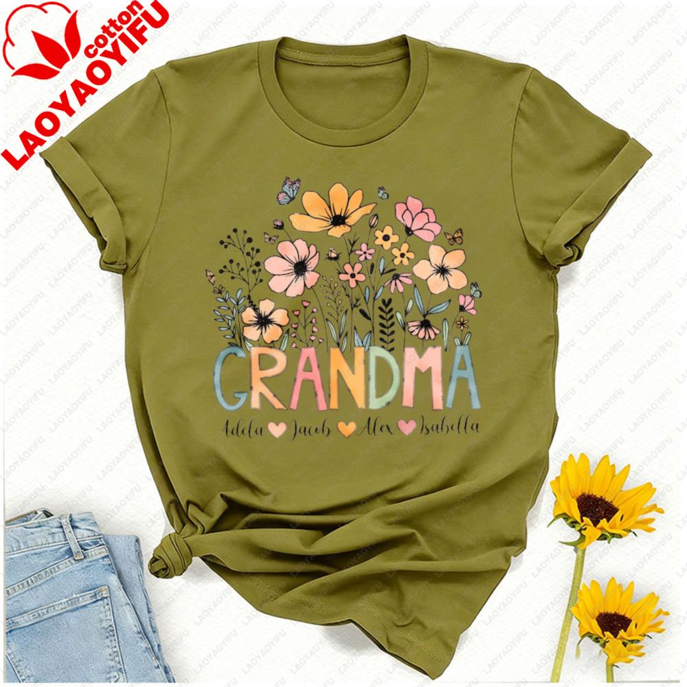 Personalized Wildflower Grandma Shirt Custom Floral Mama Sweatshirt Nana Gigi Grandma Floral Shirt Mothers Day Gift for Grandma