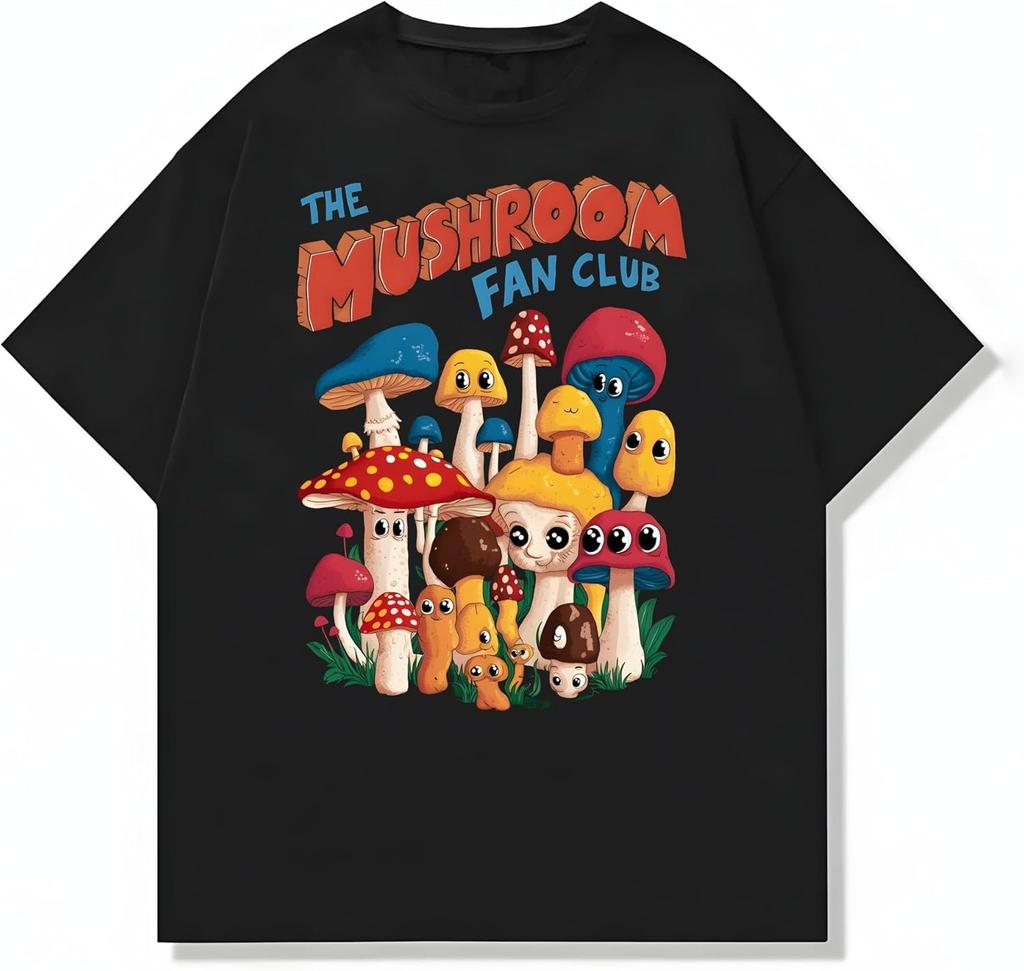 Cute Mushroom Fan Club Graphic T-shirt