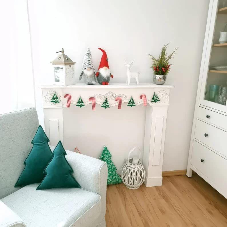 Christmas Tree Shape Cushion for Living Room Sofa (Pack of 2, 16x16 Inch, Green) Christmas Theme Cushion, Sofa Cushion, Christmas Decor