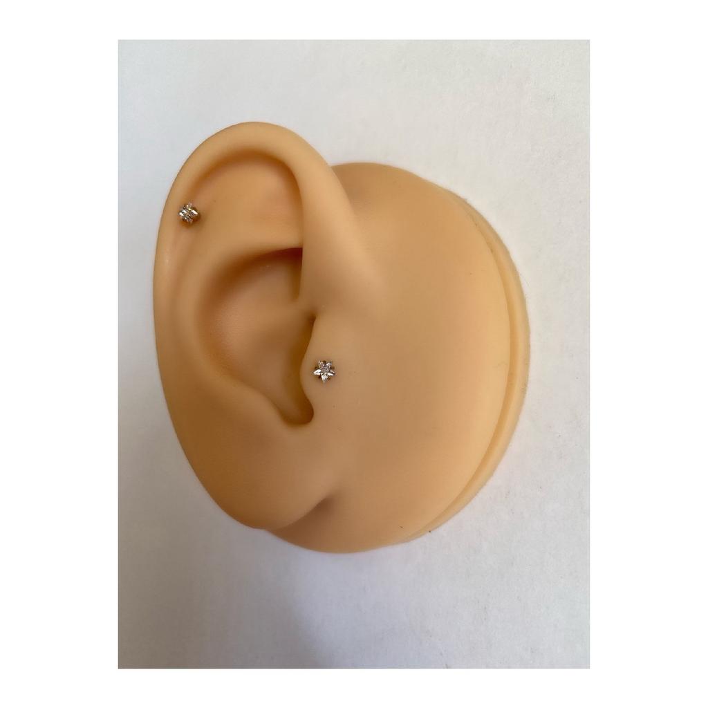 Surgical Steel Silver Color Star Single Stone Tragus Helix Cartilage Conch Piercing