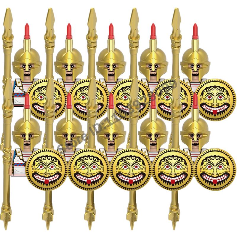Mittelalterliche Actionfiguren Baustein Burg Miliz Tempelritter Römischer Infanteriesoldat Kreuzritter Spartaner Krieger Ziegelstein