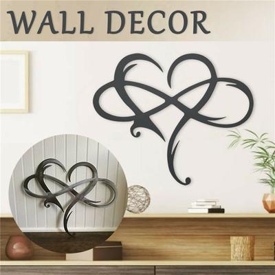Infinity Heart Steel Wall Decor Metal Wall Art Love Wall Sign for Home Wedding Decor Wind Chimes Hanging Decoration Accessories