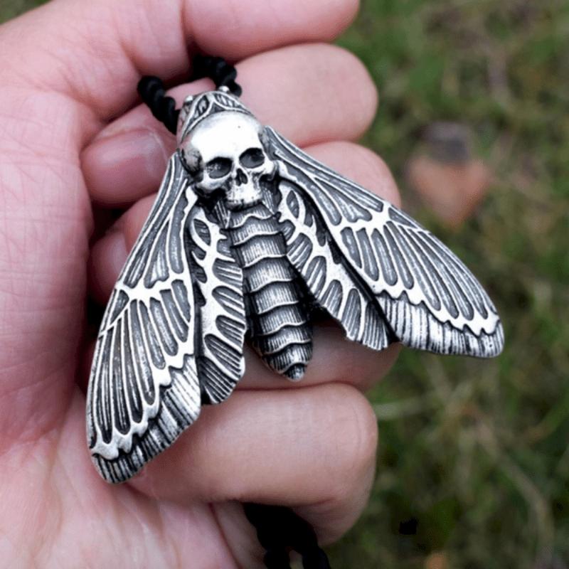 Gothic High Quality Zinc Alloy Skull Moth Pendant Necklace Achertia Lace Up Men s Punk Jewelry Necklace Pendant Necklace